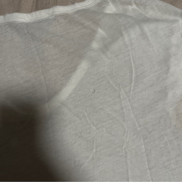 Distressed White Scoop Neck Tee | Size Small - Picture 4 of 9